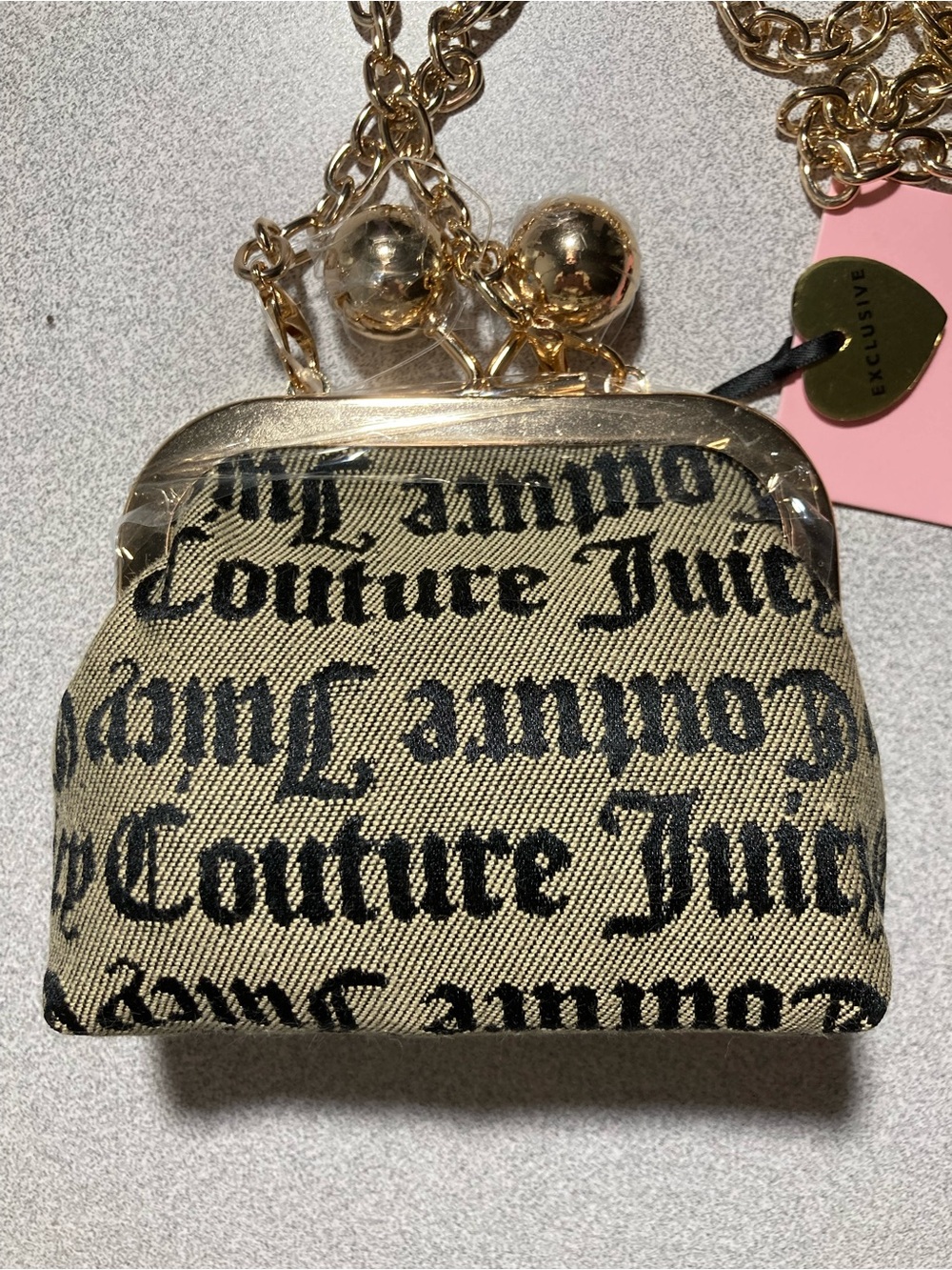 Juicy Couture Gold Logo Mini Crossbody Bag with Black Heart Charm - Picture 7 of 13